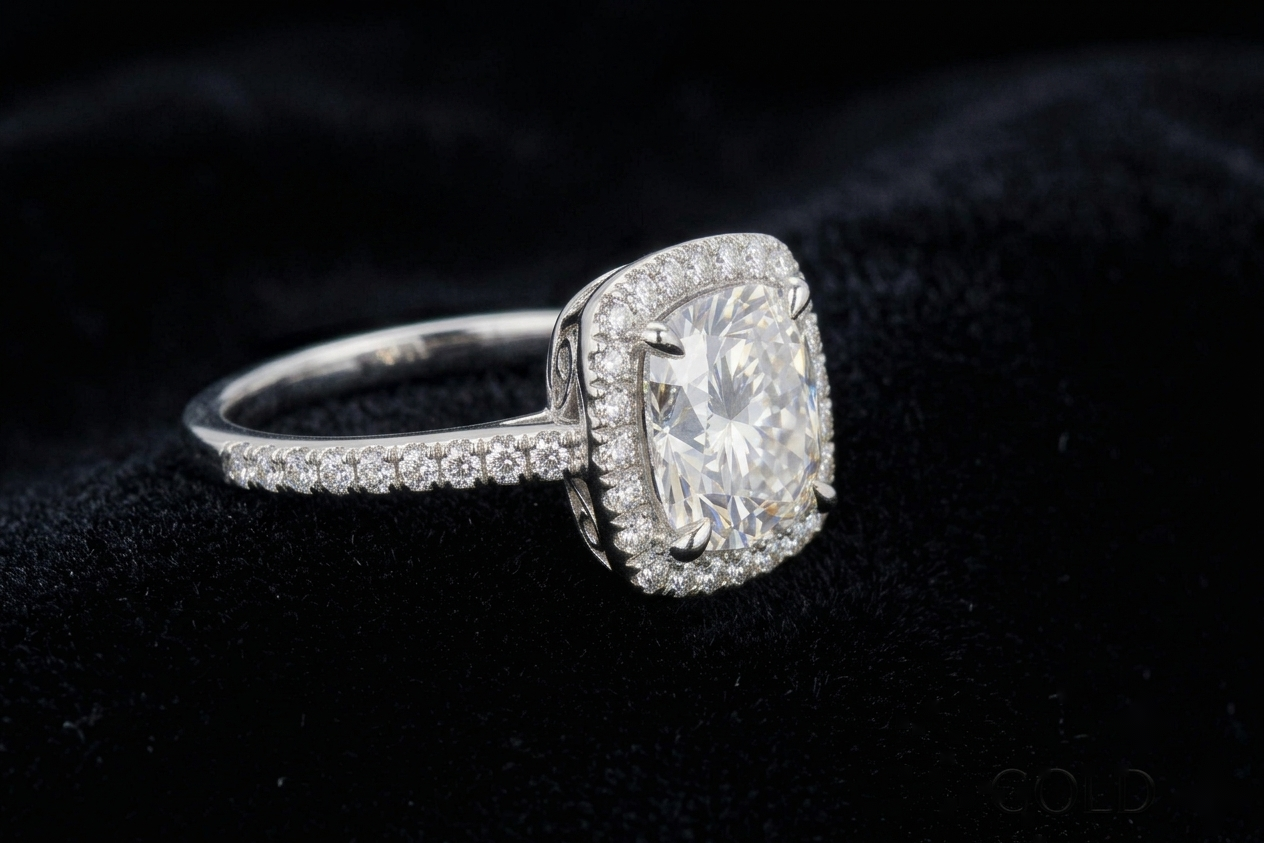 Cushion Cut Moissanite Ring