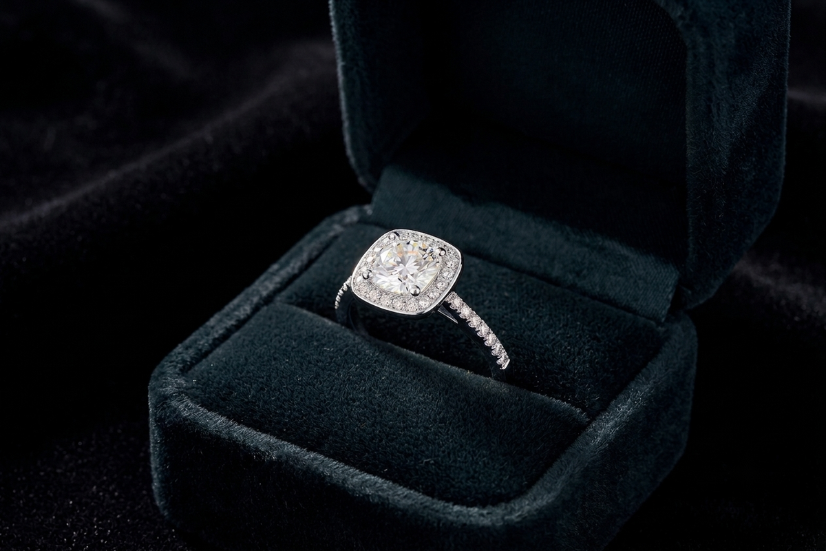 Cushion Cut Moissanite Ring
