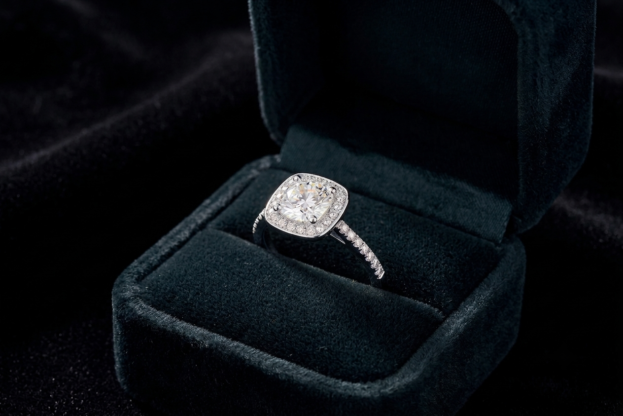 Cushion Cut Moissanite Ring