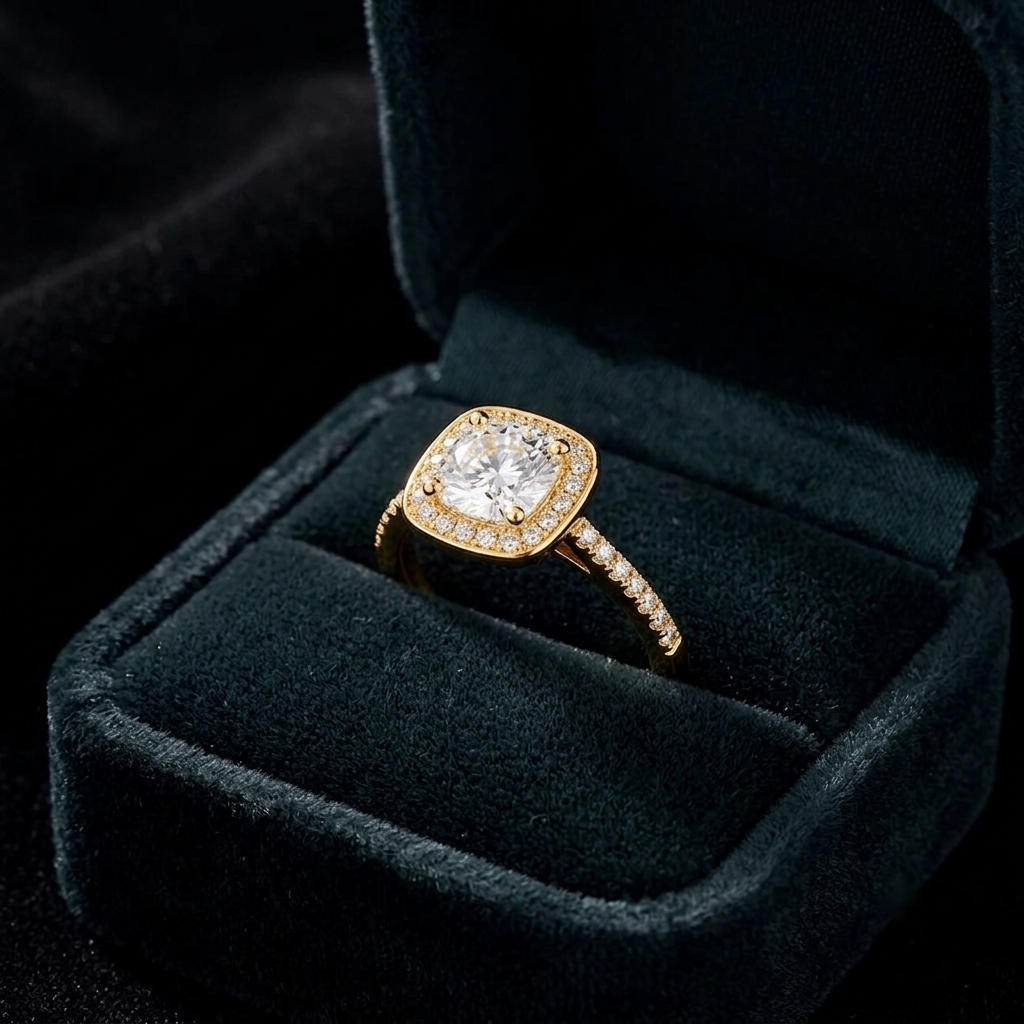 Cushion Cut Moissanite Ring