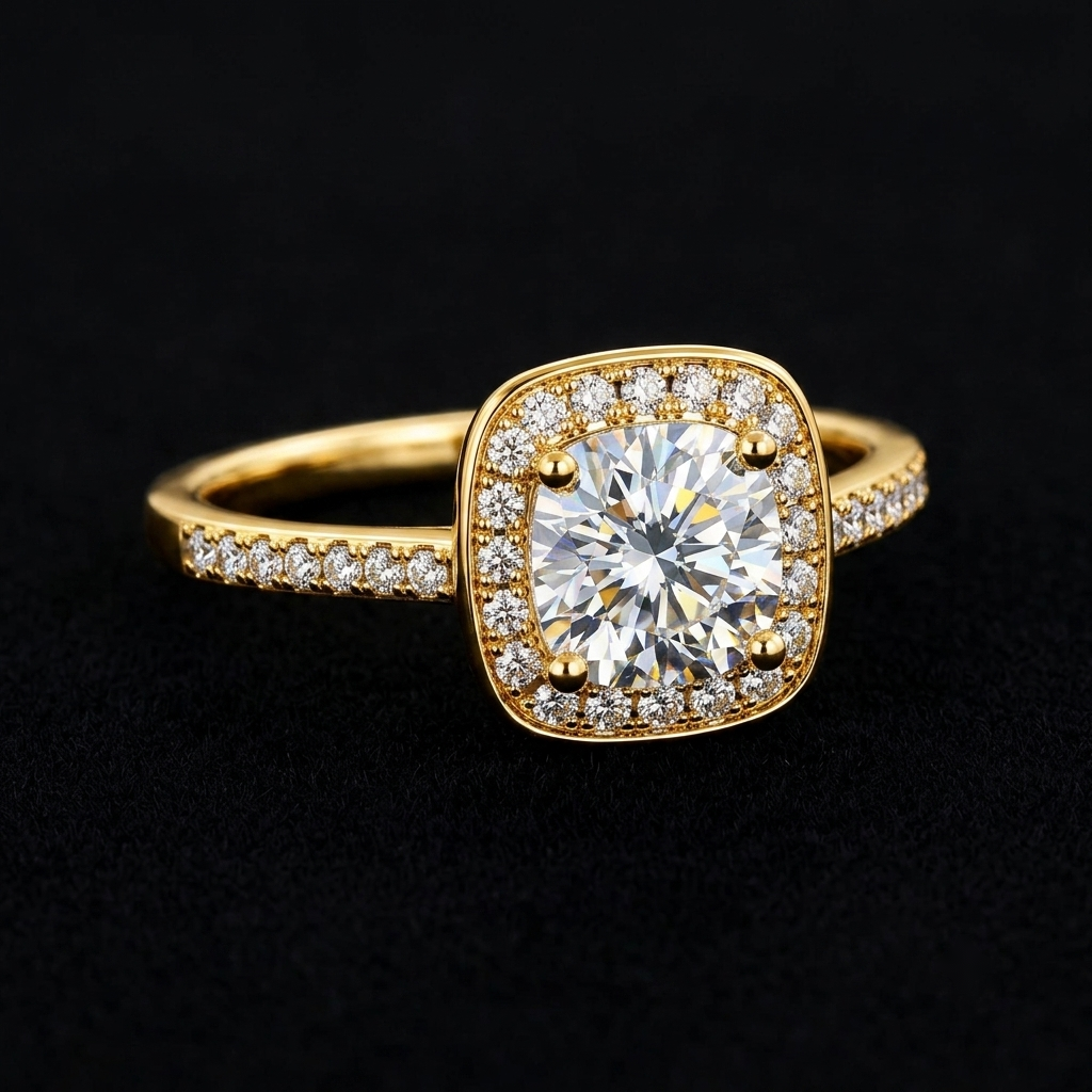 Cushion Cut Moissanite Ring